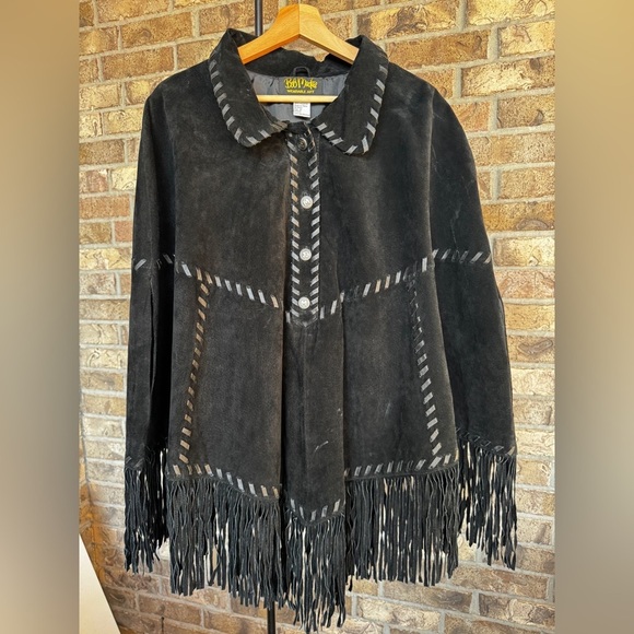 🔥 Bob Mackie Wearable Art 3X Suede Fringe Poncho – Boho Western Style 🔥 - Picture 9 of 9